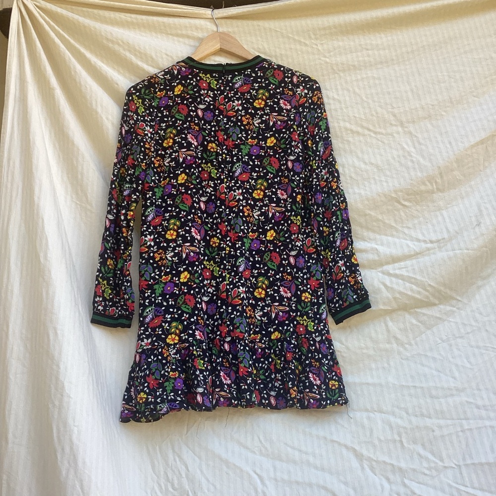 Zara Trafaluc black floral long sleeve mini dress, size medium - Picture 9 of 10